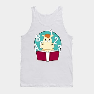 Horse as Nerd with Glasses & Book Tank Top